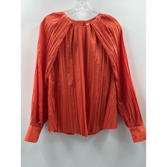 COS Women’s Pleated Long Sleeve Cape Style Open Sleeve Blouse Orange Size 38 (S) - Picture 1 of 14